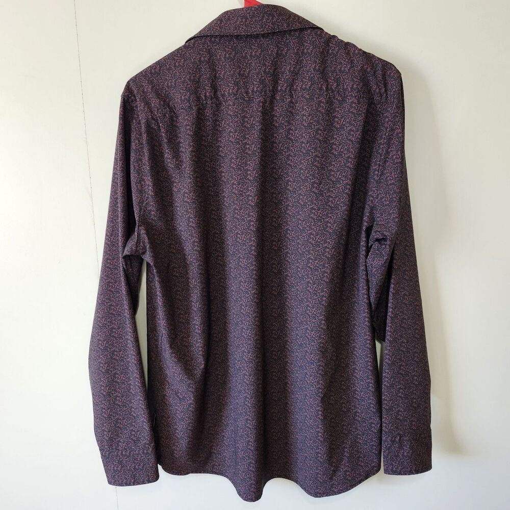 Kenneth Cole Reaction Men's Slim Fit Long Sleeve Purple Multi Pattern Shirt M - Picture 6 of 12